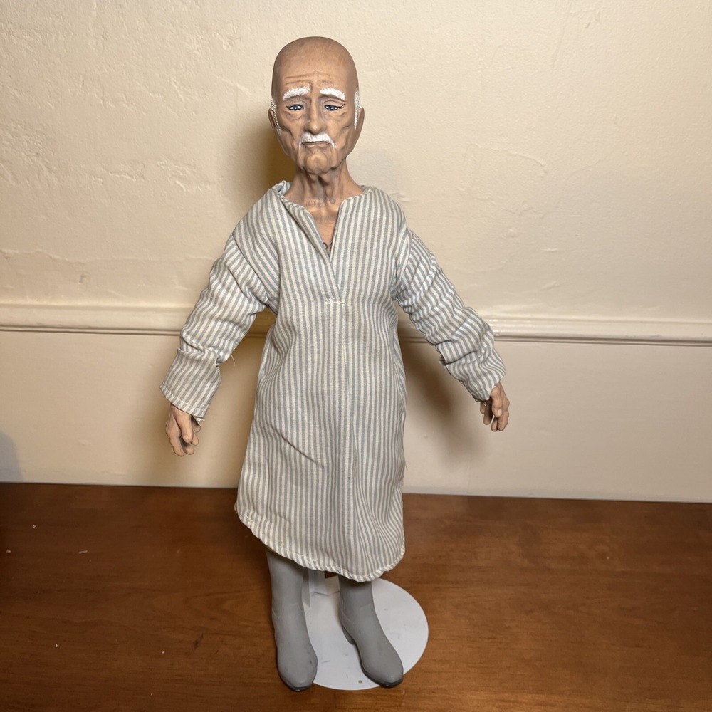 15.5" Large OOAK Hand Painted Artisan Doll, Detailed Old Man In Night Shirt Rate